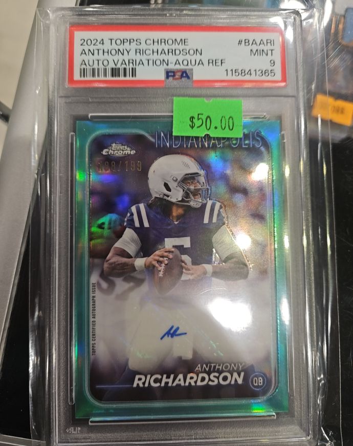 2024 Topps Chrome #BAARI Anthony Richardson Auto Variation Aqua Refractor — front
