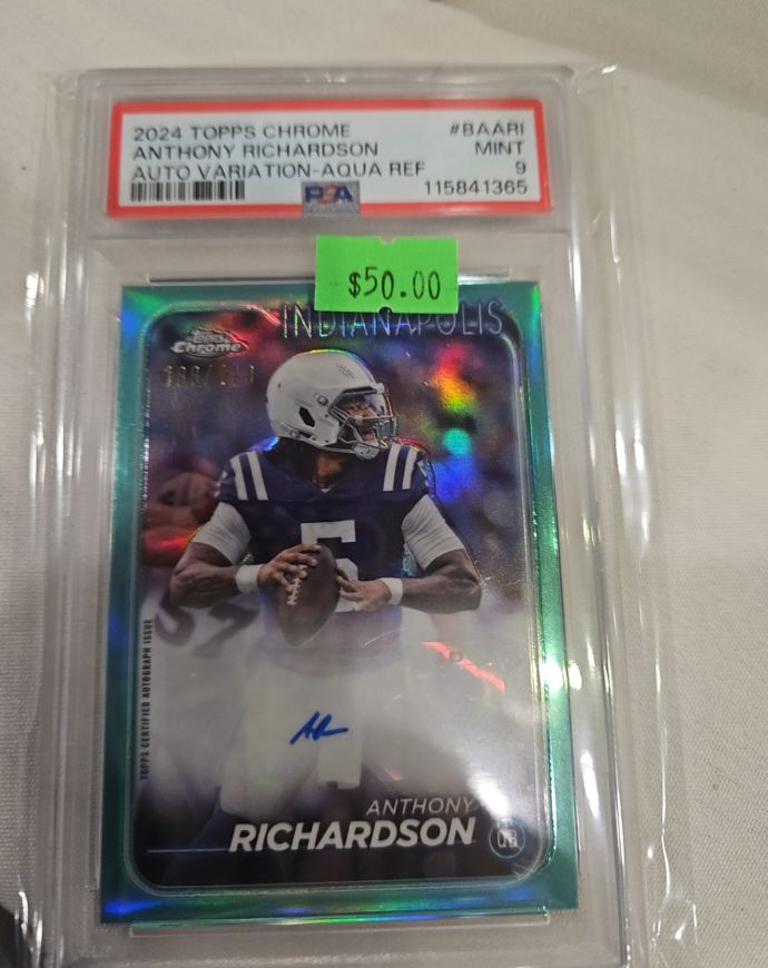 2024 Topps Chrome #BAARI Anthony Richardson Auto Variation Aqua Refractor — front