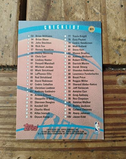 1998-99 Topps Stadium Club Basketball Series 1 Checklist #R1 — front