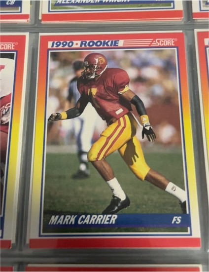1990 Score #627 Mark Carrier — front