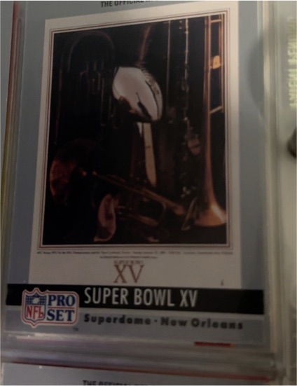 1990 Pro Set #15 Super Bowl XV Raiders vs Eagles — front
