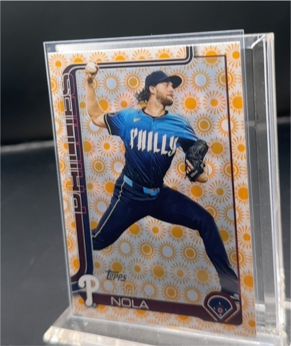 2025 Topps Series 2 #454 Aaron Nola Holiday Sun Parallel — front