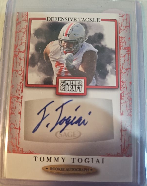 2021 Sage Premier Draft #A113 Tommy Togiai Autographs Red — front