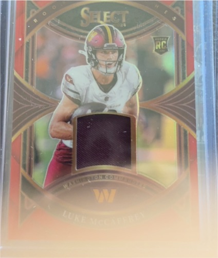 2024 Panini Select Rookie Swatches #RS-LMY Luke McCaffrey — front