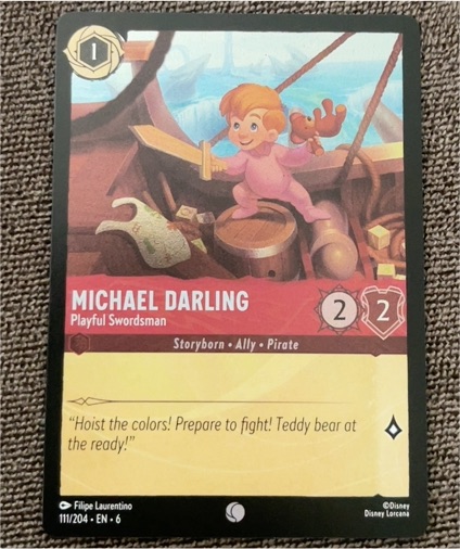 Disney Lorcana Azurite Sea #111 Michael Darling Playful Swordsman — front