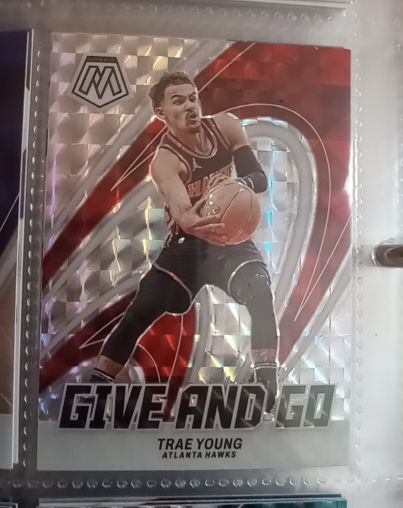 2023-24 Panini Mosaic #10 Trae Young Give and Go — front