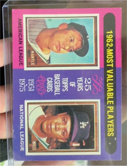 1975 Topps #200 Mickey Mantle/Maury Wills 1962 MVP — front