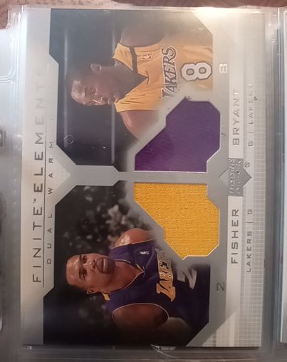 2003-04 Upper Deck Finite Elements Dual Warm-Ups #FE27 Kobe Bryant Derek Fisher — front