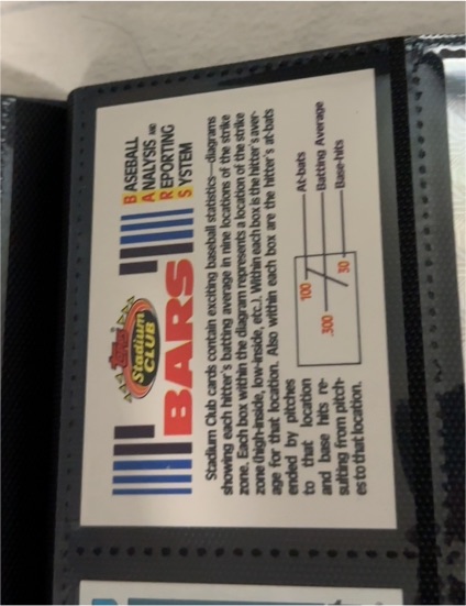 1991 Topps Stadium Club BARS Baseball Analysis & Reporting System — front