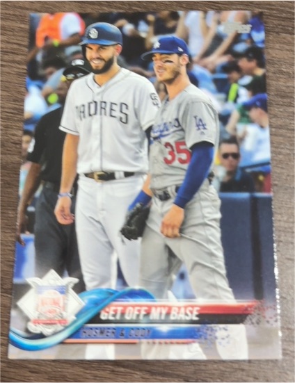 2018 Topps Update #US150 Get Off My Base Eric Hosmer & Cody Bellinger — front
