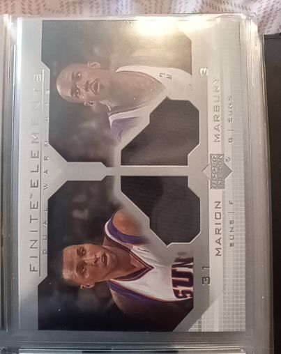 2003-04 Upper Deck Finite Elements Warmups #FE13 Shawn Marion Stephon Marbury — front