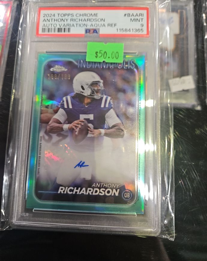 2024 Topps Chrome #BA-ARI Anthony Richardson Auto Variation Aqua Refractor — front