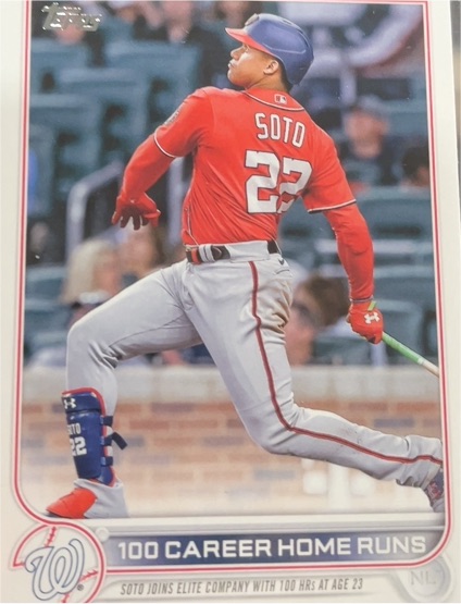 2022 Topps Update #US68 Juan Soto 100 Career Home Runs — front
