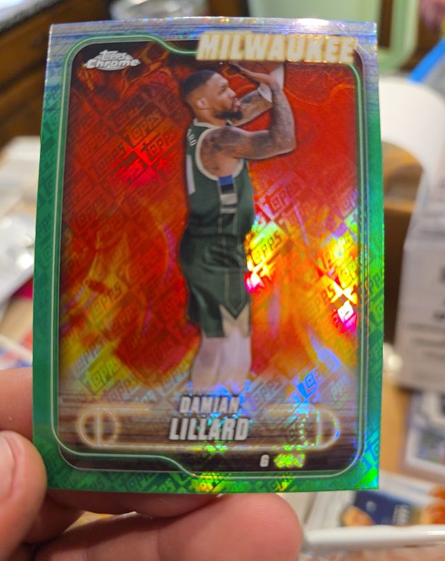 2024-25 Topps Chrome #2 Damian Lillard Green Logo Refractor — front