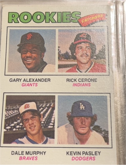 1977 Topps #476 Rookie Catchers Gary Alexander, Rick Cerone, Dale Murphy, Kevin Pasley — front
