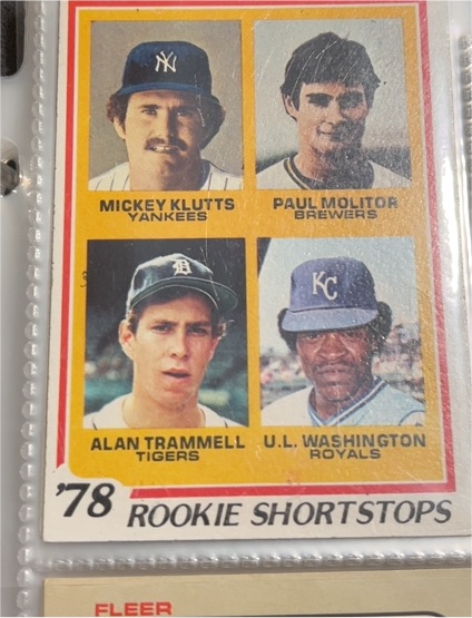 1978 Topps #707 Rookie Shortstops Paul Molitor Alan Trammell Mickey Klutts U.L. Washington — front