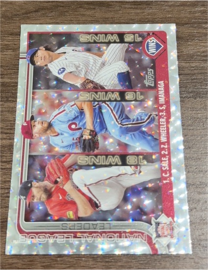2025 Topps #234 National League Wins Leaders Chris Sale / Zack Wheeler / Shota Imanaga — front