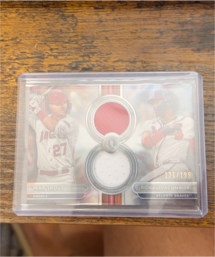 2024 Topps Tribute Dual Relics Mike Trout, Ronald Acuna Jr. #DR2-TA — front