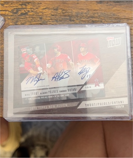 2019 Topps Now Review #TN-9 Mike Trout / Albert Pujols / Shohei Ohtani — front