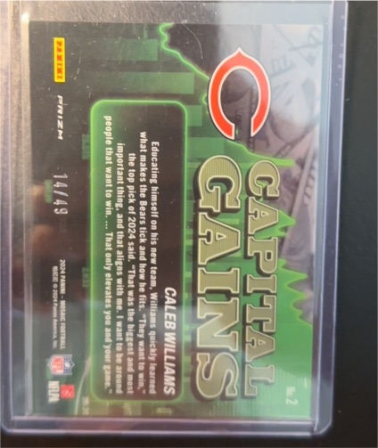 2024 Panini Mosaic Capital Gains Silver Prizm #2 Caleb Williams — front