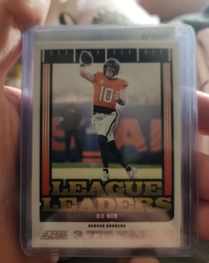 2025 Panini Score #11 Bo Nix League Leaders — front