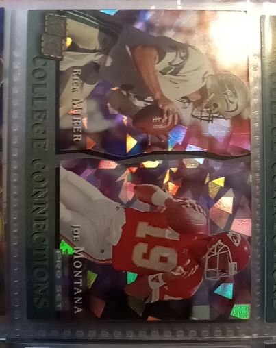 1993 Pro Set College Connections #CC1 Rick Mirer / Joe Montana — front