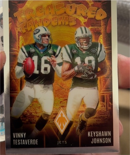 2024 Panini Phoenix #TT-NYJ Keyshawn Johnson / Vinny Testaverde Treasured Tandems — front