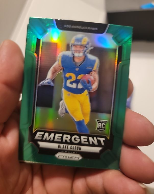 2024 Panini Prizm #10 Blake Corum Emergent Green Prizm — front