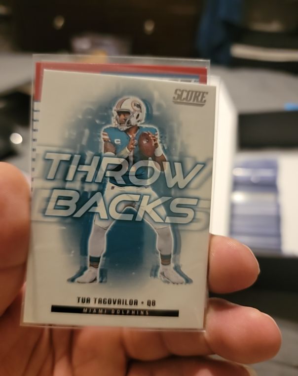 2025 Panini Score #22 Tua Tagovailoa Throw Backs Insert — front