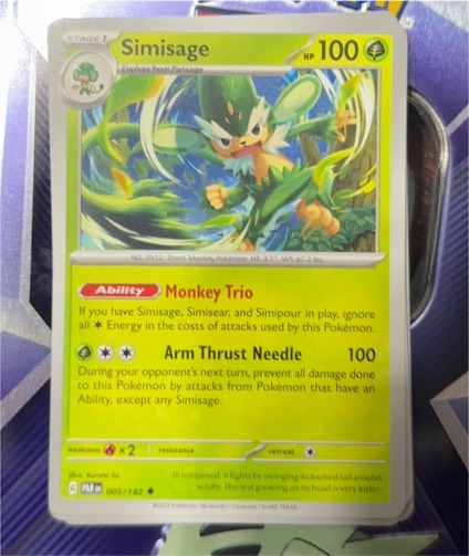 2023 Pokemon Scarlet & Violet Paradox Rift #005 Simisage — front