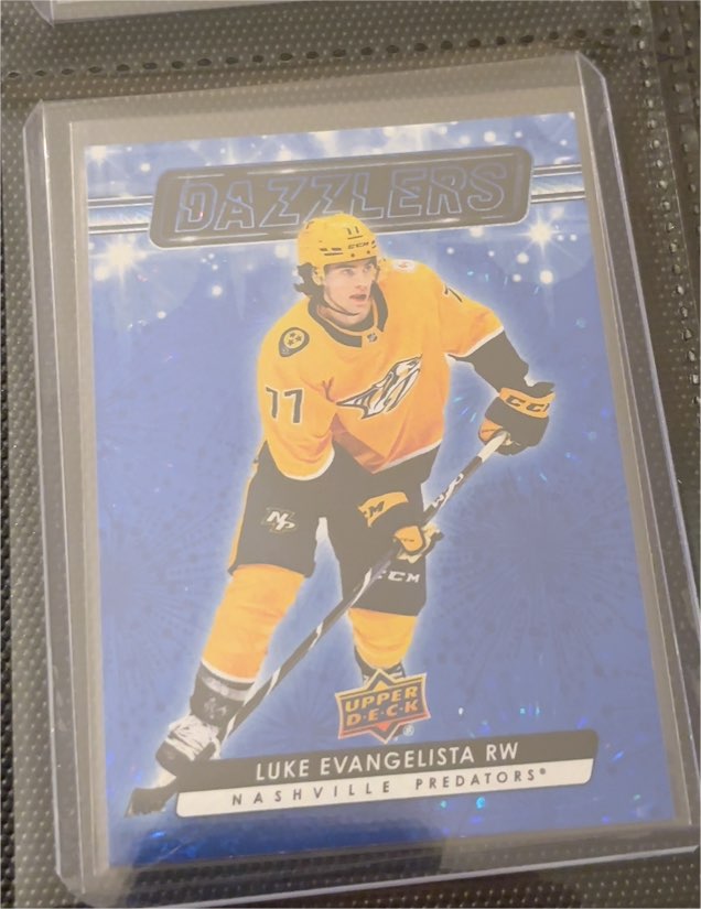2023-24 Upper Deck Series 2 Blue Dazzlers #DZ-54 Luke Evangelista — front