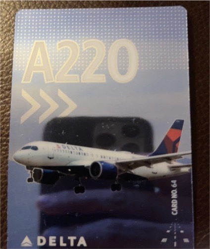2025 Delta Trading Card Airbus A220 #64 — front