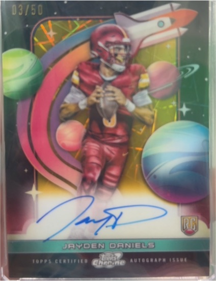 2024 Topps Cosmic Chrome Jayden Daniels First Flight Gold Auto /50 — front