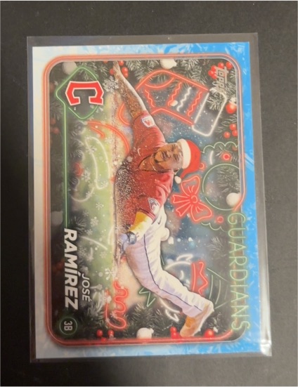 2024 Topps Holiday #H148 Jose Ramirez Santa Hat Variation — front