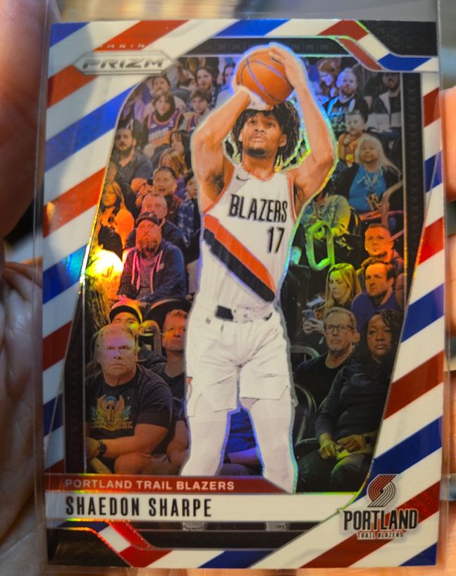 2024-25 Panini Prizm #144 Shaedon Sharpe Red White & Blue Prizm — front