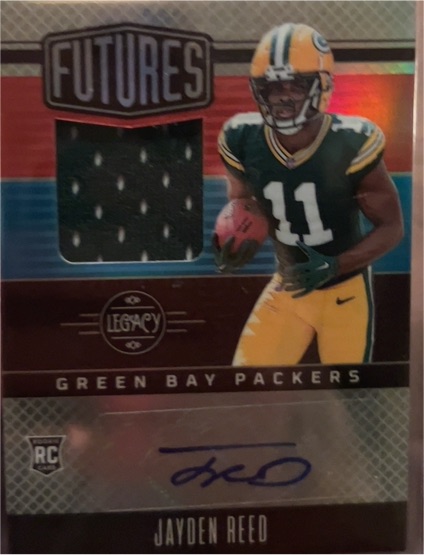 2023 Panini Legacy Futures Patch Autographs #FAPS-11 Jayden Reed — front