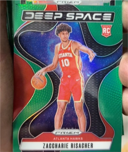 2024-25 Panini Prizm #8 Zaccharie Risacher Deep Space Green Prizm Rookie — front