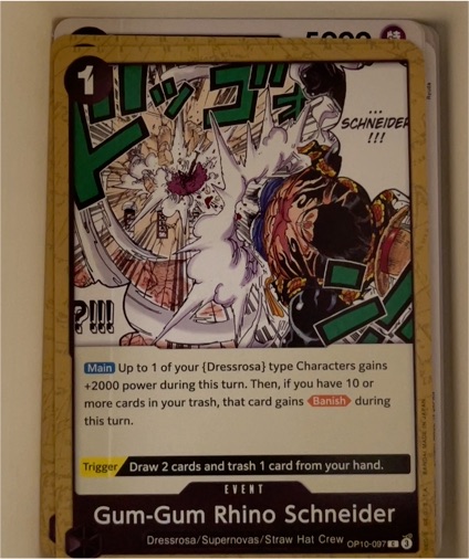 Gum-Gum Rhino Schneider OP10-097 One Piece Card Game — front