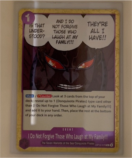 One Piece TCG OP10-078 I Do Not Forgive Those Who Laugh at My Family!!! — front