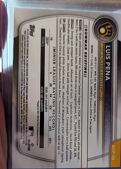 2024 Bowman #BCP-38 Luis Pena — front