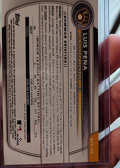 2022 Bowman Chrome BCP-38 Luis Pena — front