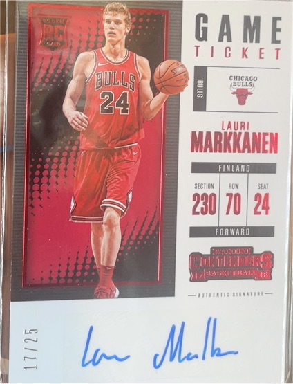 2017-18 Panini Contenders Rookie Ticket #24 Lauri Markkanen — front