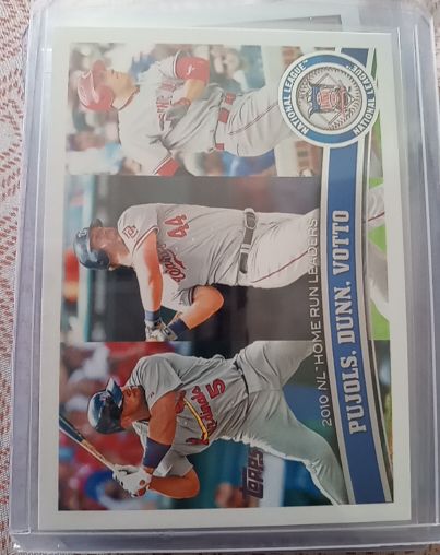 2011 Topps #318 Albert Pujols / Adam Dunn / Joey Votto NL Home Run Leaders — front