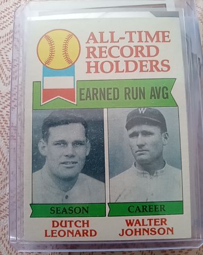 1979 Topps #418 All-Time Record Holders Earned Run Avg Walter Johnson & Dutch Leonard — front