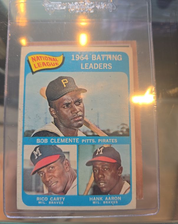 1965 Topps #2 NL Batting Leaders Roberto Clemente Rico Carty Hank Aaron — front