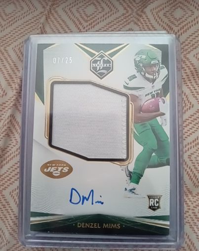 2020 Panini Limited #165 Denzel Mims Rookie Patch Auto — front