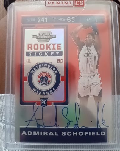 2019-20 Panini Contenders Optic #108 Admiral Schofield Rookie Ticket Auto — front