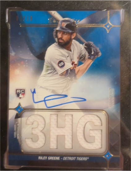 2023 Topps Luminaries Riley Greene Hit Kings Auto Relic Blue #HKAT-RG — front