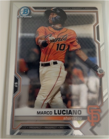 2021 Bowman Chrome Prospects #BCP-8 Marco Luciano — front