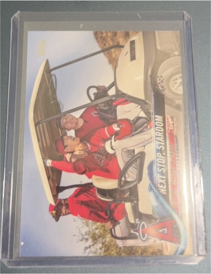 2018 Topps Update #US158 Shohei Ohtani Mike Trout Justin Upton Next Stop Stardom Rookie Card — front